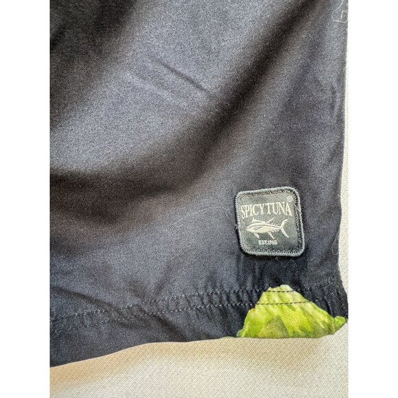 Spicy Tuna Mens Swim Trunks Swimwear Size S Black Tropical Beach Summer Casual - Picture 5 of 13